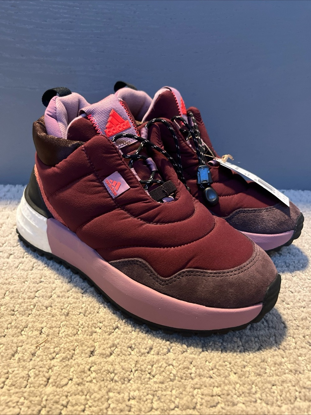 Adidas X_PLRBOOST Puffer. Maroon. New With Tags. Women’s Size 6